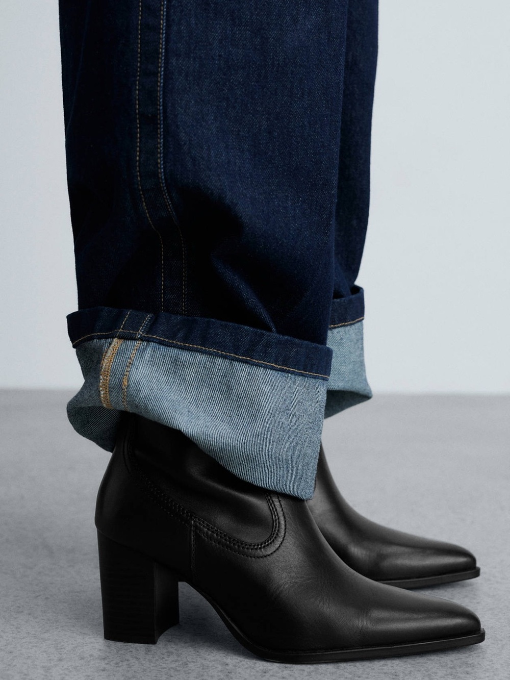 Mango Black Leather Pointed Ankle Boots – Size 6.5 EU 37 New NWT